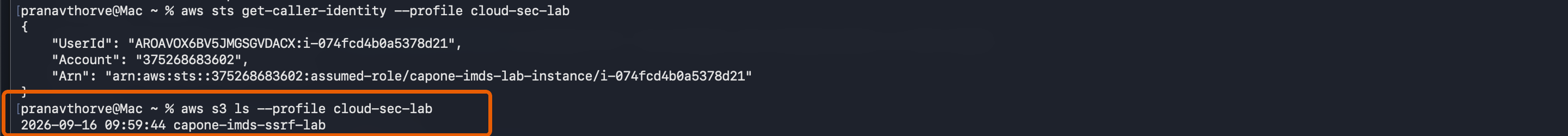 aws s3 ls using stolen instance-role credentials